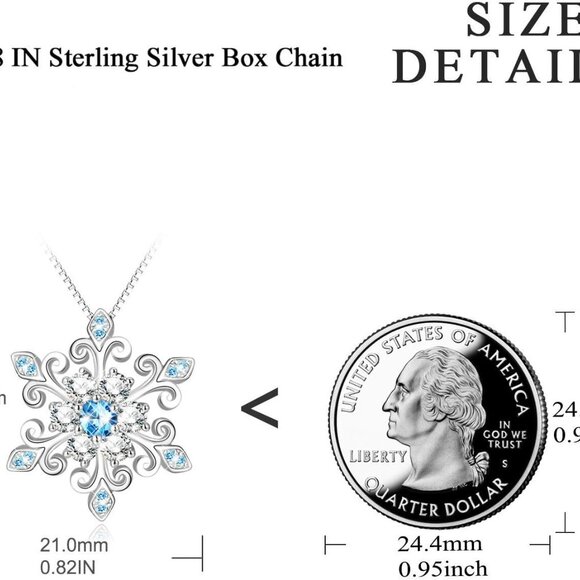 925 Sterling Silver Snowflake Pendant Necklace Blue and White Fleur De Lis, Roma - Picture 3 of 6